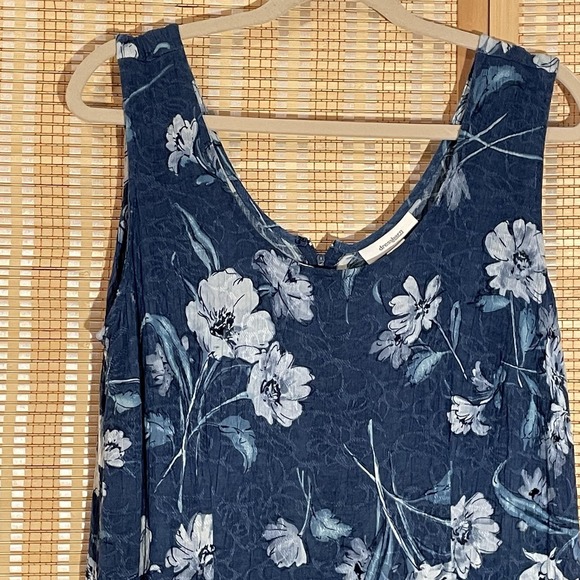 Dress Barn Womens 18W Tropical Print Sleeveless Midi Dress‎ Blue Vacation Beach - Picture 2 of 11